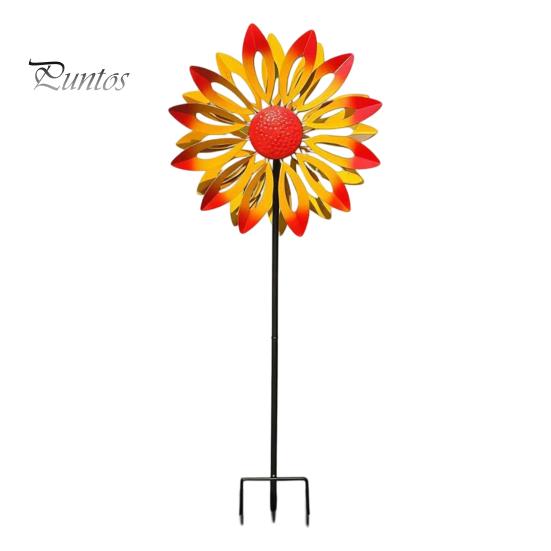 Einzigartiges Geschenk für Gartenliebhaber Blumen-Windrad, 75 cm Metall-Spinner mit Erdspieß, Dekorative Außenkunst Rostbeständige Windmühle für Hof, Rasen