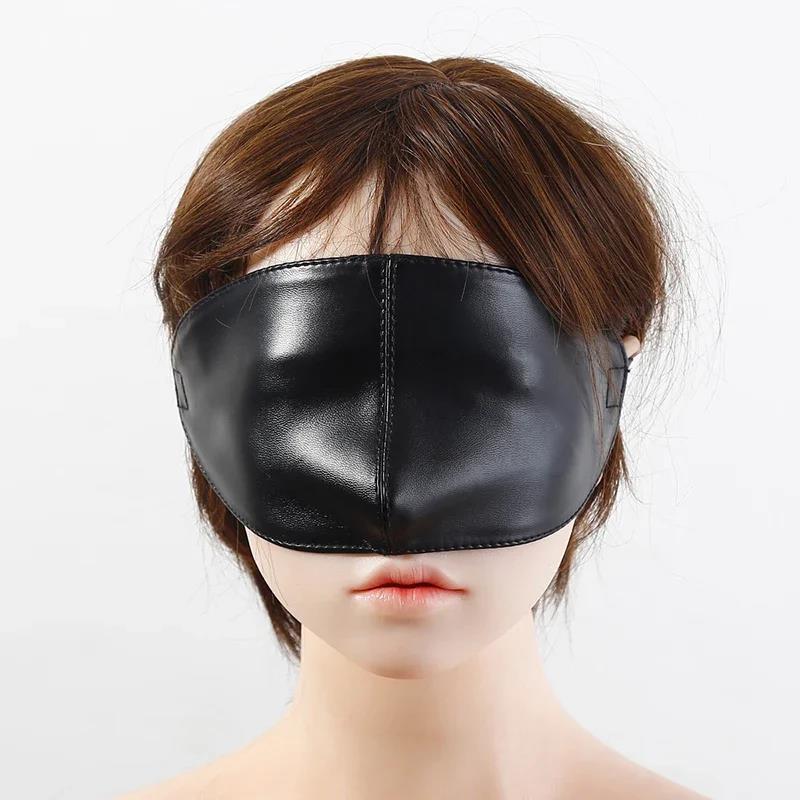 Černá PU kůže Sex Maska na oči Kryt Nos Velká oblast Sex Maska BDSM Doplněk BDSM Bondáž Omezení Sex Hračky pro Ženy Páry