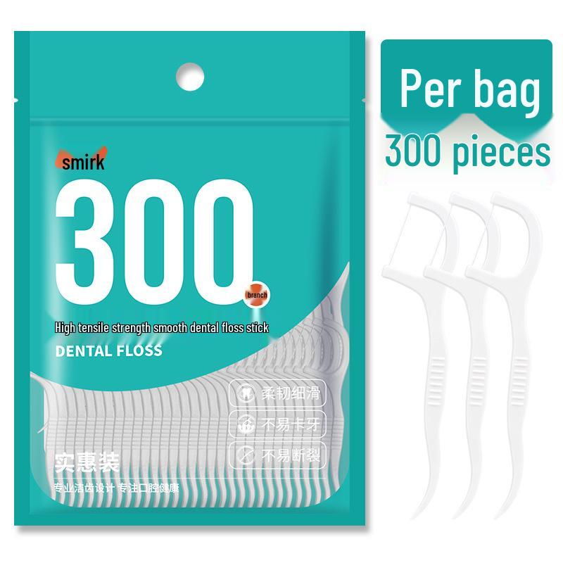 

300-Pack Flat Smile Dental Floss Sticks with High Tension Polymer Floss and Toothpick