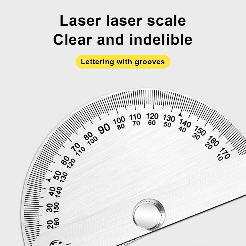 180 Degree Protractor Metal Angle Finder Goniometer Angle Ruler Stainless Steel Woodworking Tools Rotary Measuring Ruler