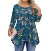 Womens Plus Size 3/4 Sleeve Shirts  Round Neck Tunic Tops Basic Loose Fit Tee Tops L-5XL