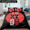 Tokyo Bettwäsche-Set Queen Size Hauptstadt Japans Bettwäsche-Set mit 'Never Give Up'-Zitat Japanische Kultur Deckenbezug