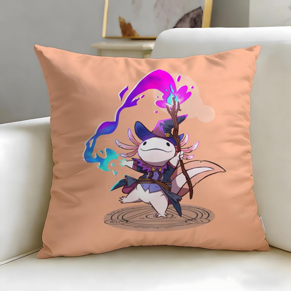 classic animal Axolotl Cushion Cover Soft & Easy-Wash Pillow Case – Versatile for Couch, Bed, Travel and Office