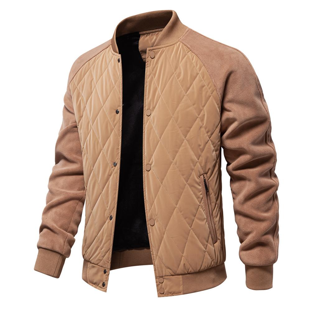 Plus Velvet Quilted Thick Jacket European and American Casual Jacket Raglan Sleeve Men's Jacket Jacket