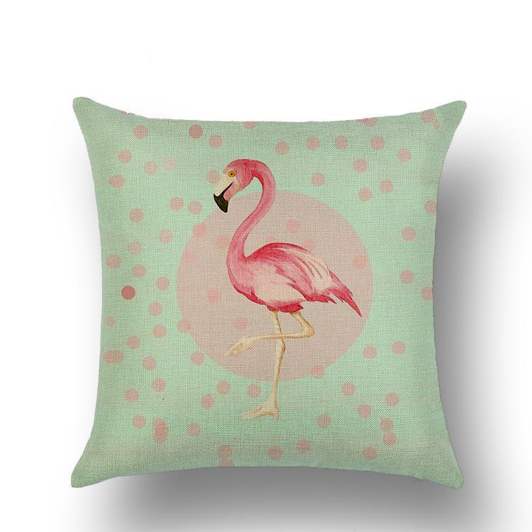

Pillowcase Flamingo Cotton and Lines Pillow Backrest Pad Sofa Linen Pillow 45*45cm