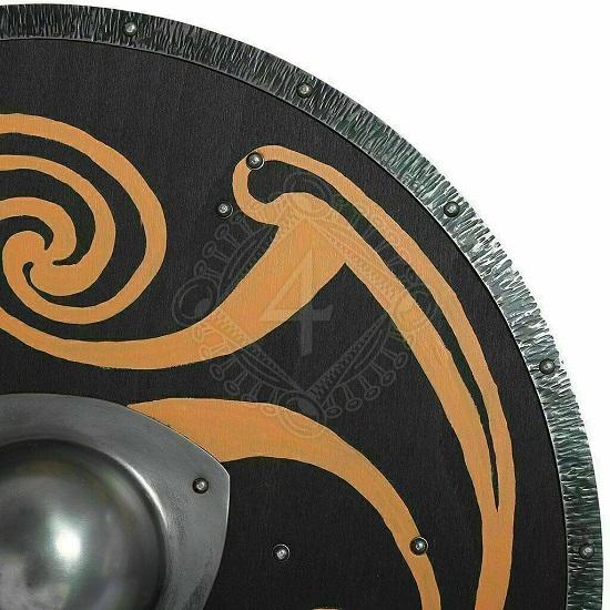 Medieval Round Shield Armor Lerp Warrior Wood & Steel Viking Templar Shield Gift