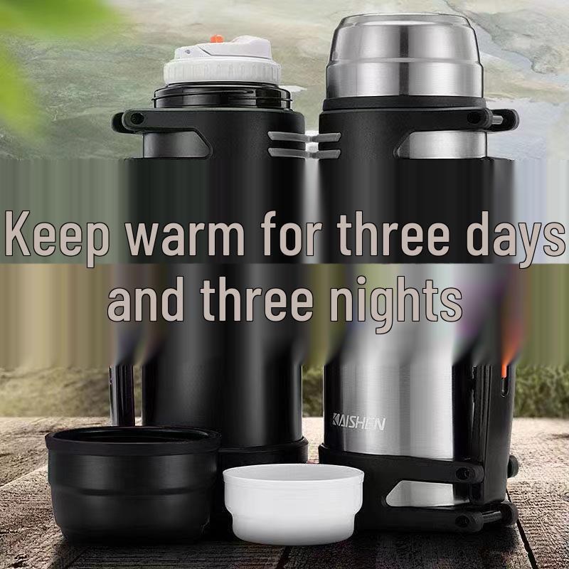 

Extra Large 304 Stainless Steel Insulated Travel Thermos with Custom Logo Engraving 1L чорний
