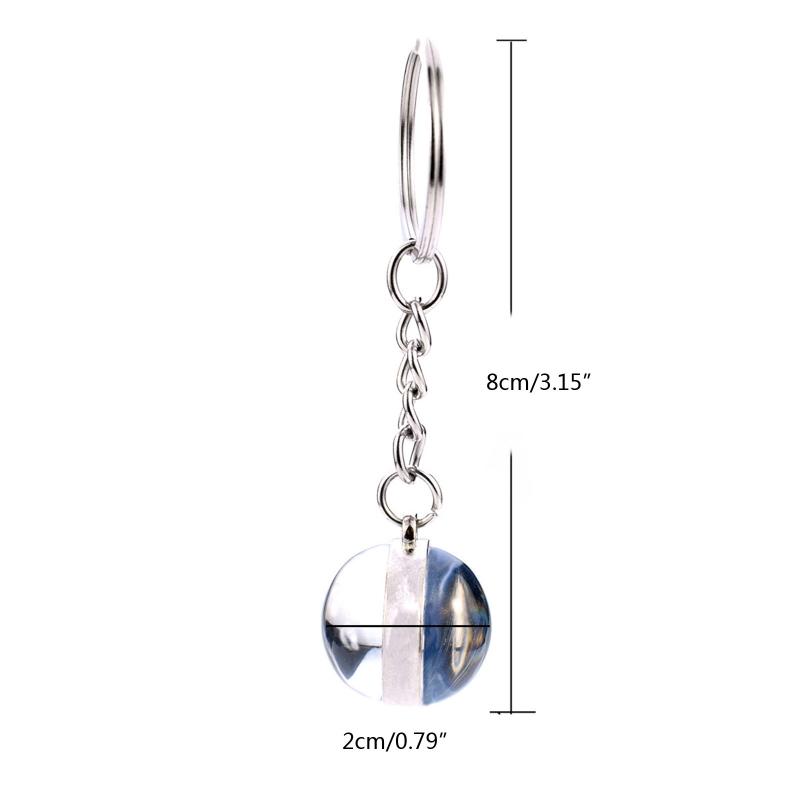 Clover Keychain Luminescent Four Leaf Clover Glass Ball Double Side Metal Pendant Keychain Lucky Jewelry Gift