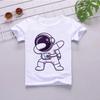 White Planet Space Crew Neck Print T-shirt Short-Sleeved Kids' Graphic Top Summer Polyester Fabric Children's Fashion