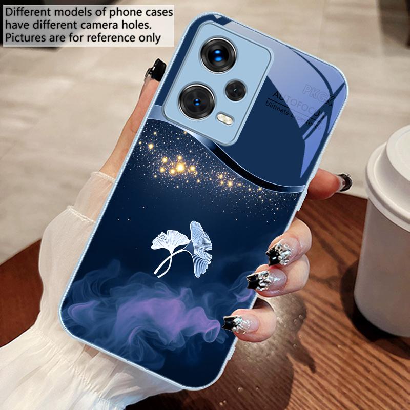 Lila Rauch Ginkgo Blätter Für Xiaomi 14 Ultra 13 Lite Redmi Note 13 11 Pro 12 Plus Poco X6 3 Pro F4 6 GT Gehärtete Handyhülle
