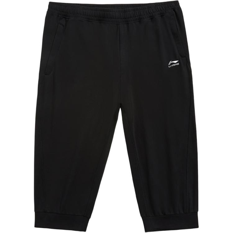 

Li Ning Sports Lifestyle Series однотонные, со средней талией, удобные, универсальные, дышащие, зауженные три четверти, трикотажные спортивные брюки AKQU431-1 S