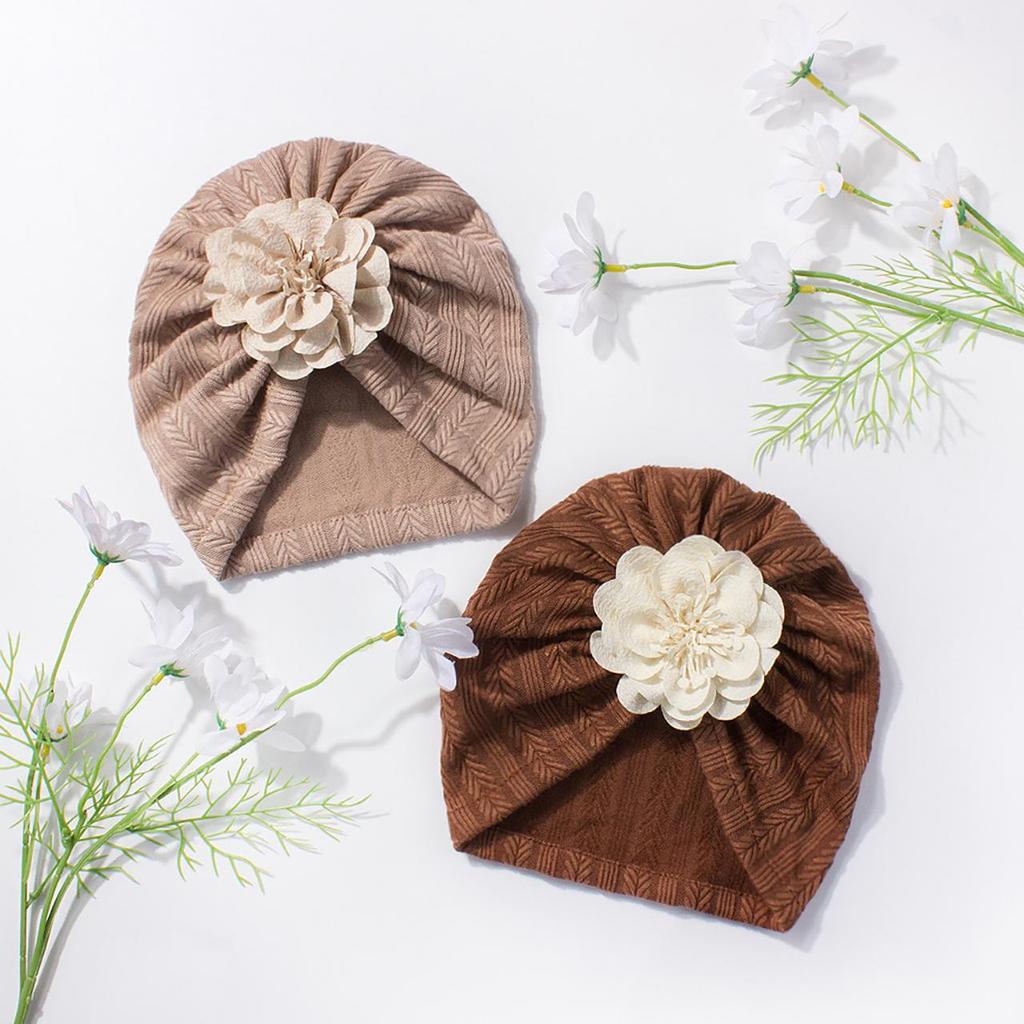 Cute Flower Baby Girls Turban Hat Spring Autumn Newborn Infant Beanie Cap Soft Elastic Toddler Headwraps