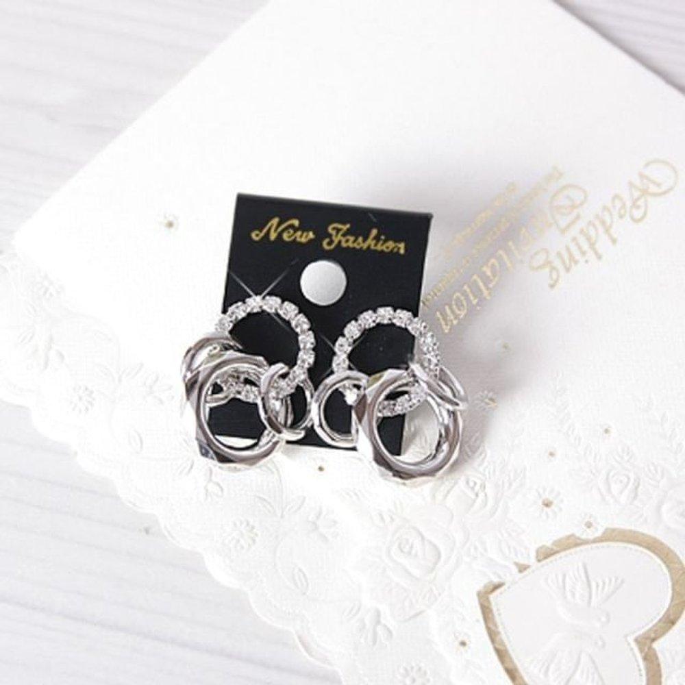 Chain Circle Drop Earrings - Silver Color (Wf4A2D4)