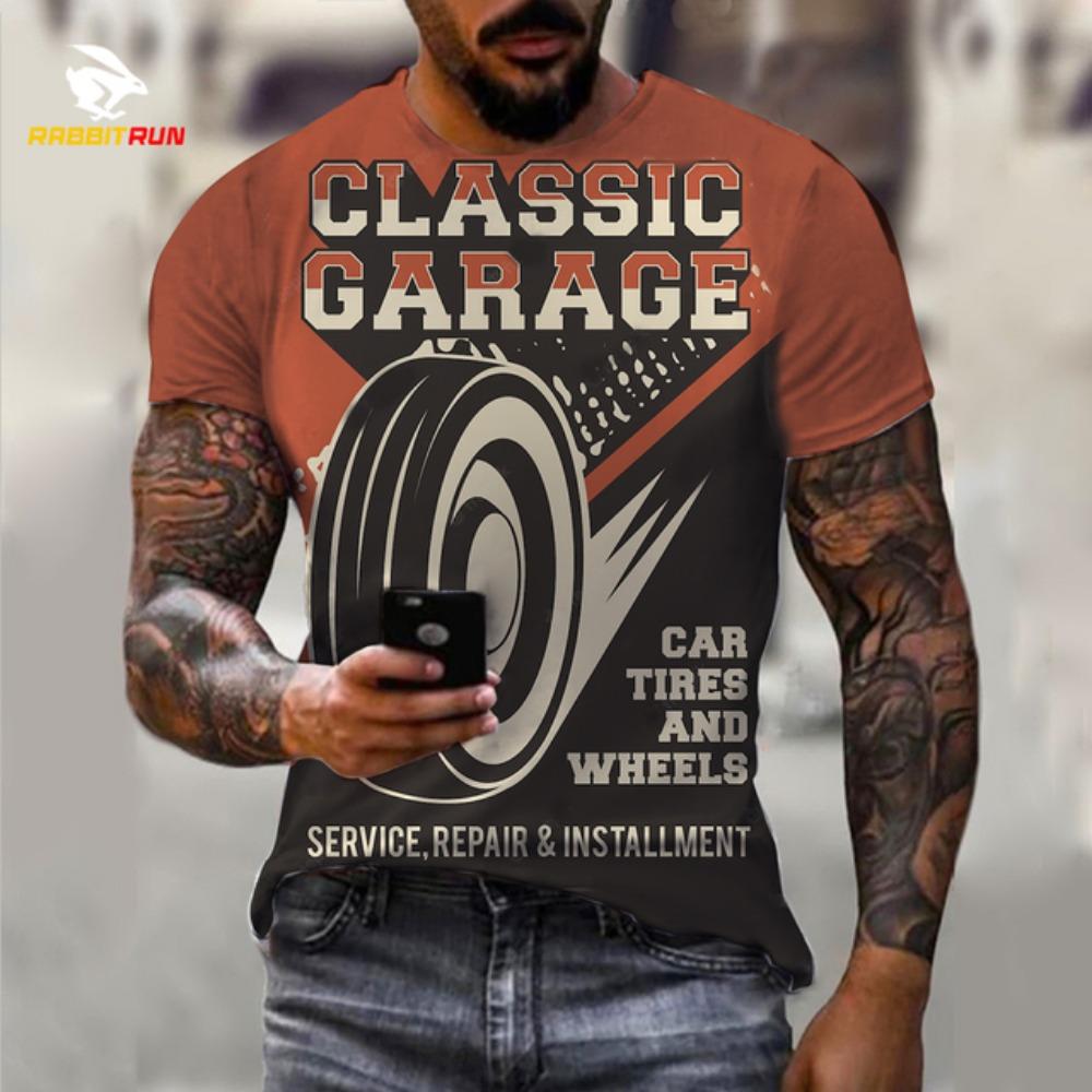 Summer Men's T-shirt Car Pattern 3D Printed Round Neck Fashion Casual Trend Short-sleeved Top Men's T-shirt Hot on the Street