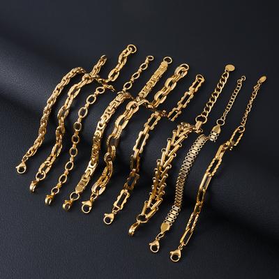 Edelstahlarmband Damenschmuck mit 18K Gold plattiert Nicht verblassend Waschbar Herren Titanstahlarmband