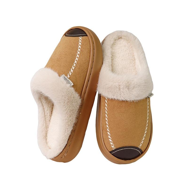 New outer wear wool mouth cotton slippers thickened non-slip couple cotton slippers winter plush cotton slippers