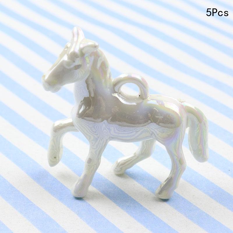 5 Stück Kawaii 3D Buntes Kleines Pferd Acryl Anhänger Halskette Ohrringe Schlüsselanhänger Ohrringe DIY Charms Schmuckzubehör