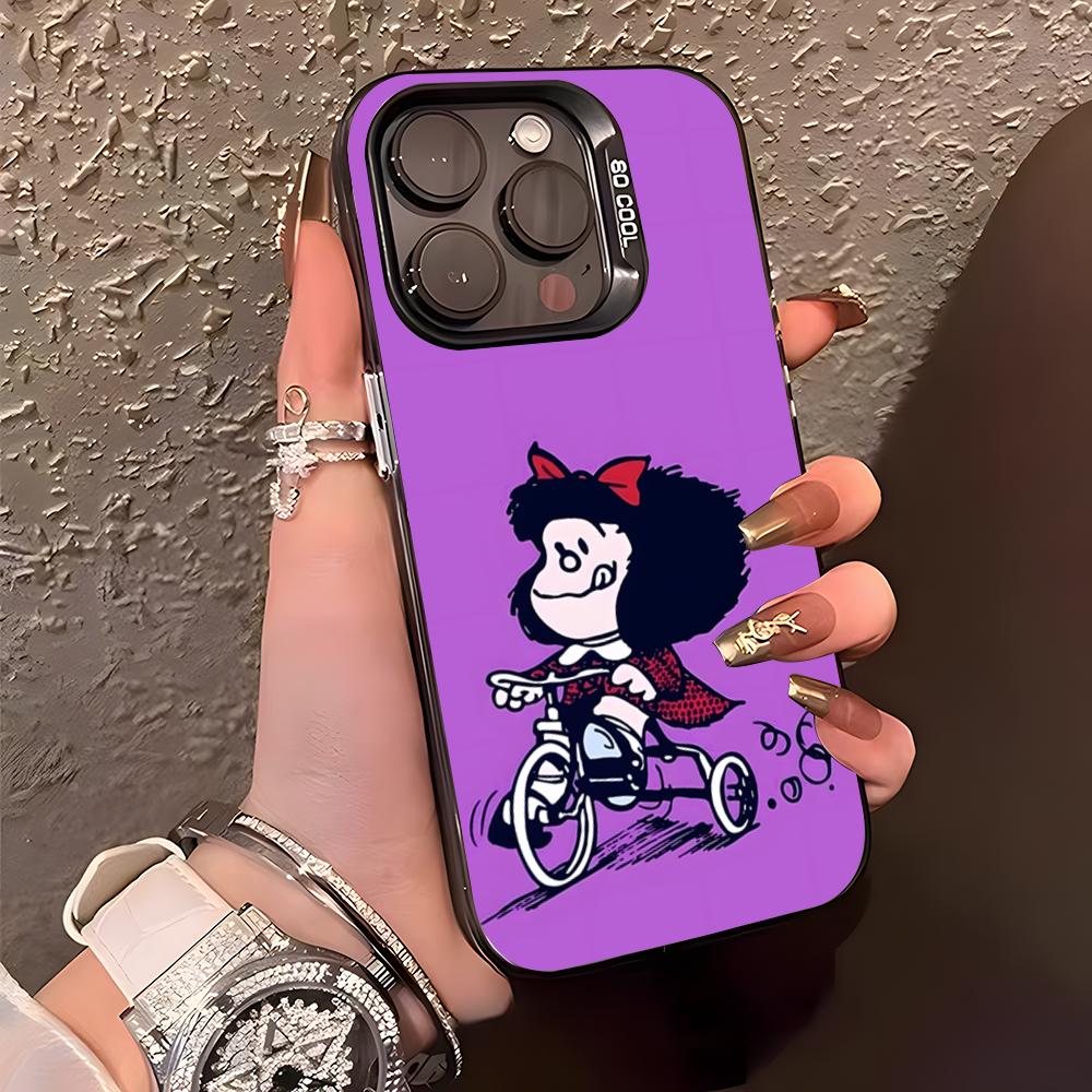 Anime M-Mafalda Phone Case For IPhone17 Air 16 15 14 Plus 13 12 11 Pro XS Max Silver Black Bumper Case