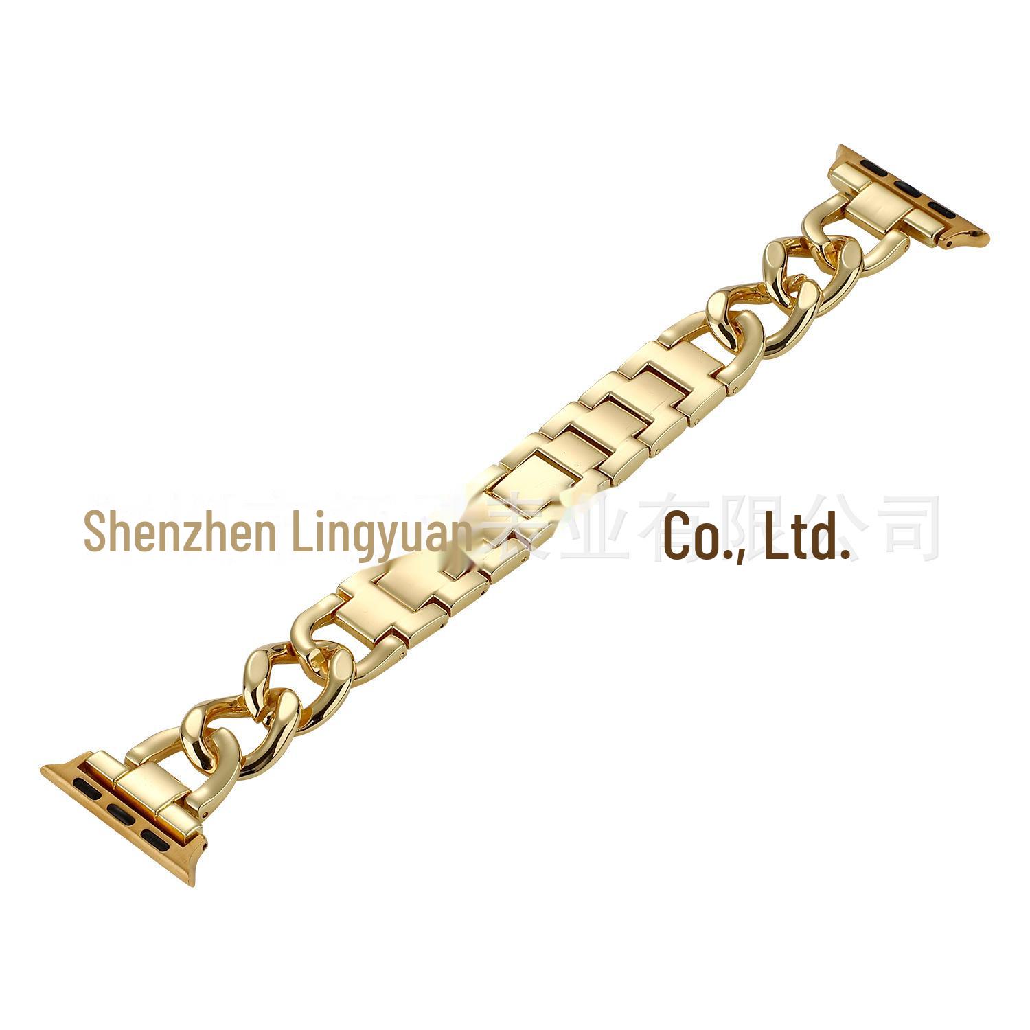 

«Однорядный металлический ремешок из джинсовой цепочки, совместимый с Huawei и Apple Watch» Huawei Samsung watch 20mm золотой