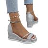 Wedge Heel Sandals Thick-soled Fish Mouth One-word Buckle with Rhinestone Bag and Muffin Women's Sandals