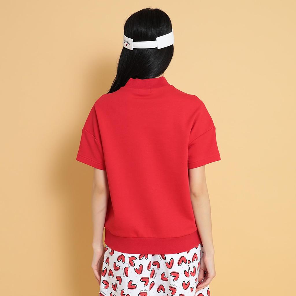 Short Sleeve Mock Neck Sweatshirt Golf C25117222 L [Callaway] Women's [LOVE Series] / / 1100_Red