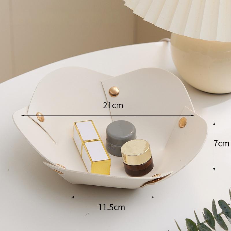 1PC Leather Organizer Desktop Tray Key Plate Home Decoration Organizador Dice Tray Key Wallet PU Leather Folding Storage Box