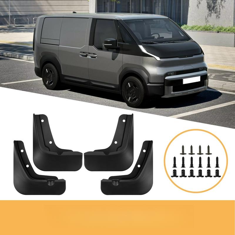 For Kia PV5 2025-2027 Compatible ABS Mud Flaps Black Tire Mudguards Front Rear Wheel Guard Set 220x190mm 205x200mm