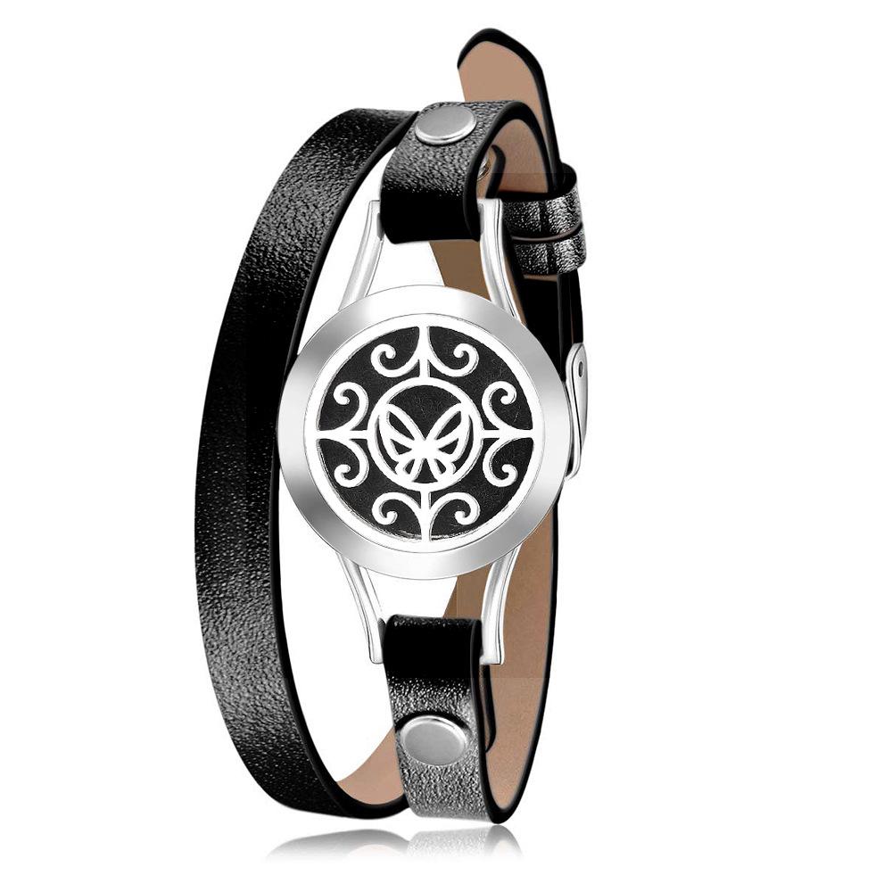 

Браслет из нержавеющей стали 25 мм с деревом жизни для ароматерапии и кожаным ремешком