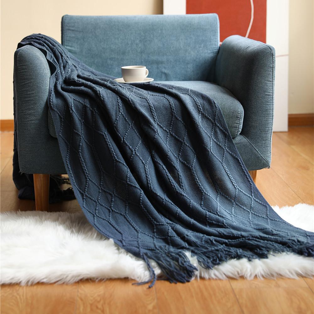 Scandinavian Woolen Throw Blanket Warm Knitted Sofa Cover Blanket Bed Tail Sofa Throw Blanket Thick Winter Office Lunch Nap Blanket