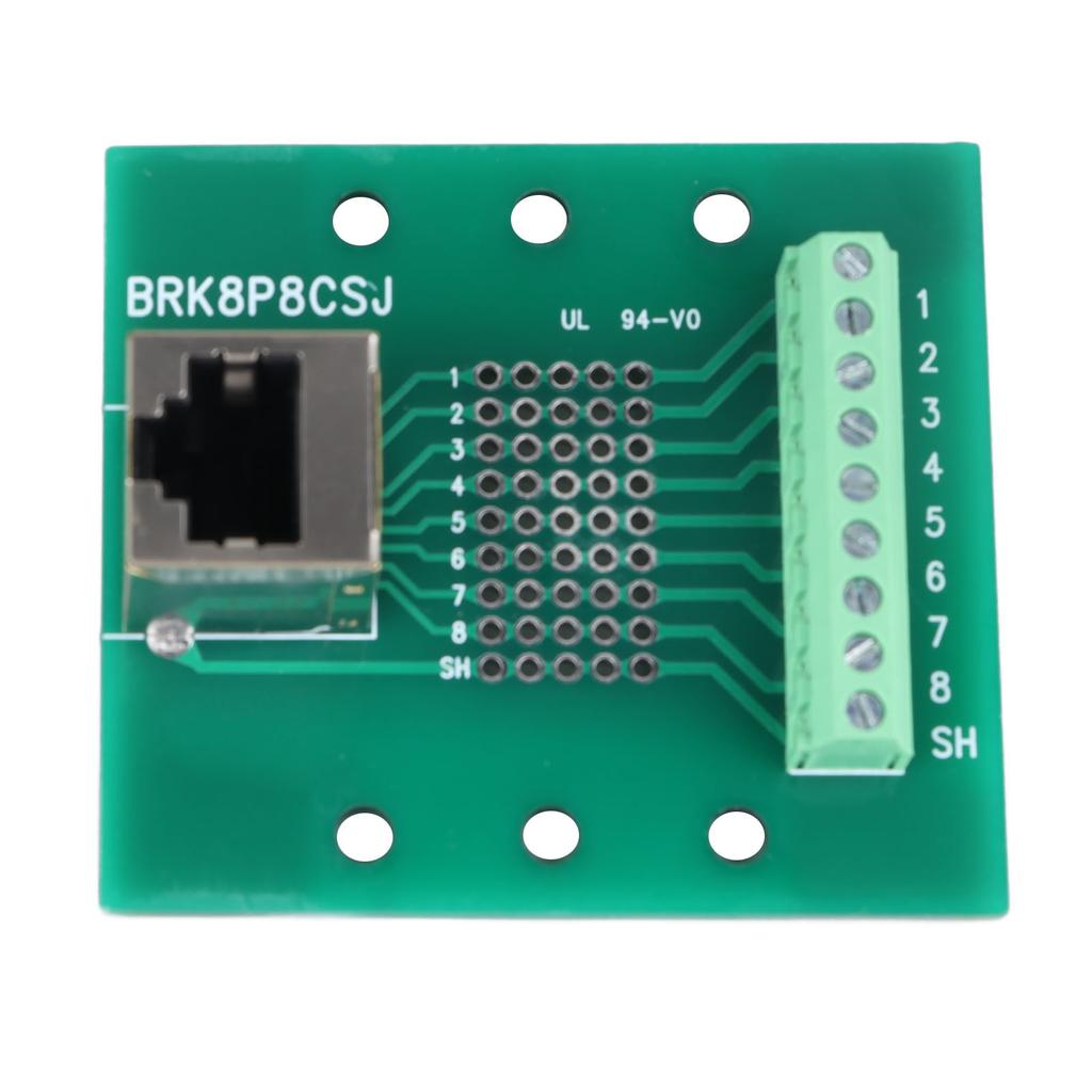 RJ45 Ethernet Connector Breakout Board 8P8C Network Port Screw Terminal Board with Bracket for Computers Routers