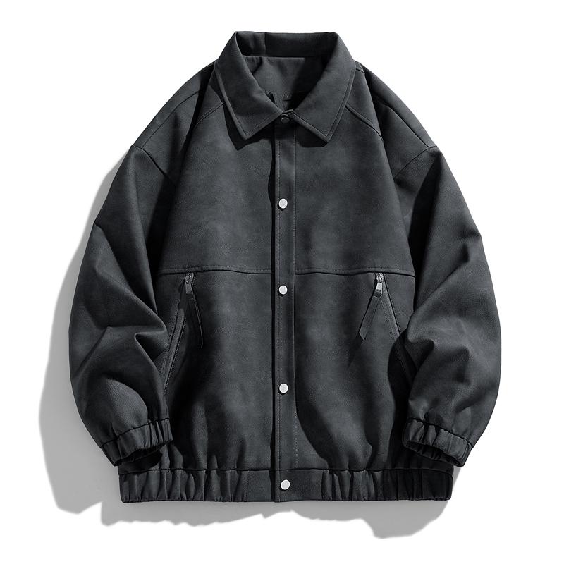 New Leather Jacket Motorcycle Spring and Autumn New Men's Lapel Casual Jacket
