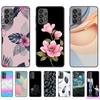 Fashion Black Soft Case Compatible with Samsung Galaxy A73, Pink Flower Flexible TPU Shockproof Anti-Scratch Bumper Black Cover for Galaxy A73 Case