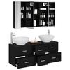 Bathroom Furniture Set 4 Pcs Black Oak Engineered Wood and Glass