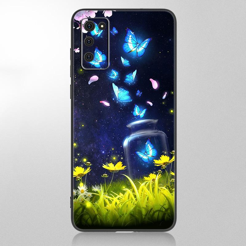 Husă frumoasă pentru telefon Fluture pentru Samsung Galaxy A12 A02S A22 A32 A52 A72 A71 A51 A41 A31 A21 A11 A50 A70 A10S A20S Husă neagră