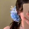 Temperament Blau Blume Haarklammer Entenschnabel Seitenhaarspange Spangen Reise Party Haarschmuck