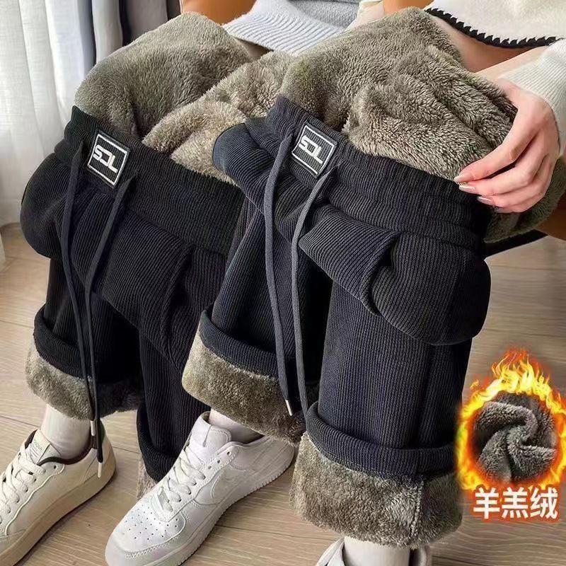 Thick Padded Thickened Trousers Winter Casual Loose Show High Straight Pants Super Trousers