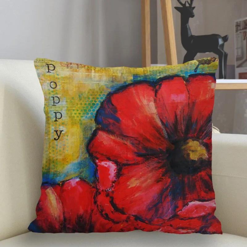 Bedroom Living Room Home Decor Cushion Cover Flower Pattern Pillowcase Square