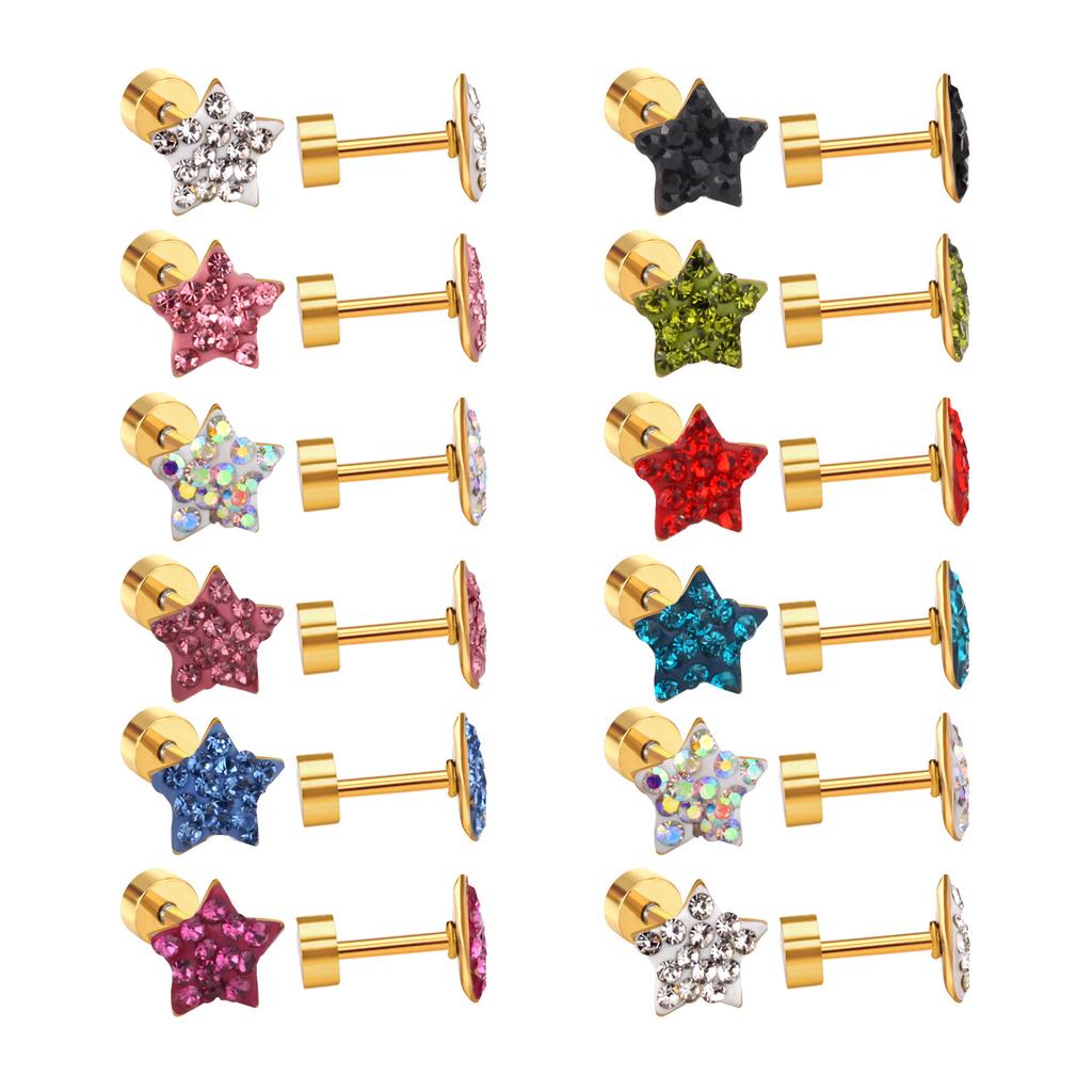 Titanium Steel Crystal Stud Earrings Sweet Cute Light Luxury Fashion Jewelry for Women Girls