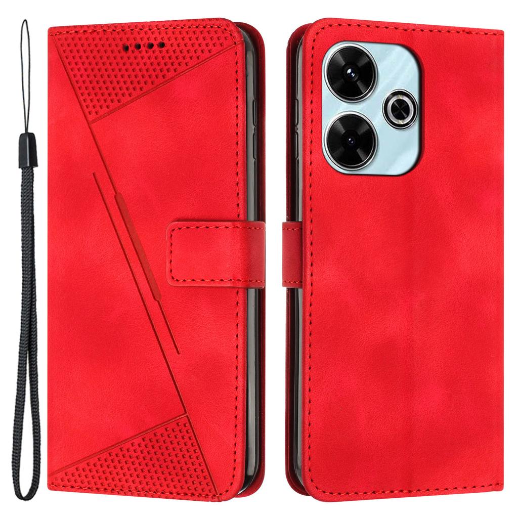 Für Xiaomi Redmi 13 5G/13 4G/Note 13R 5G/Poco M6 4G Hülle Dreieck geprägtes Leder Ständer Handyhülle