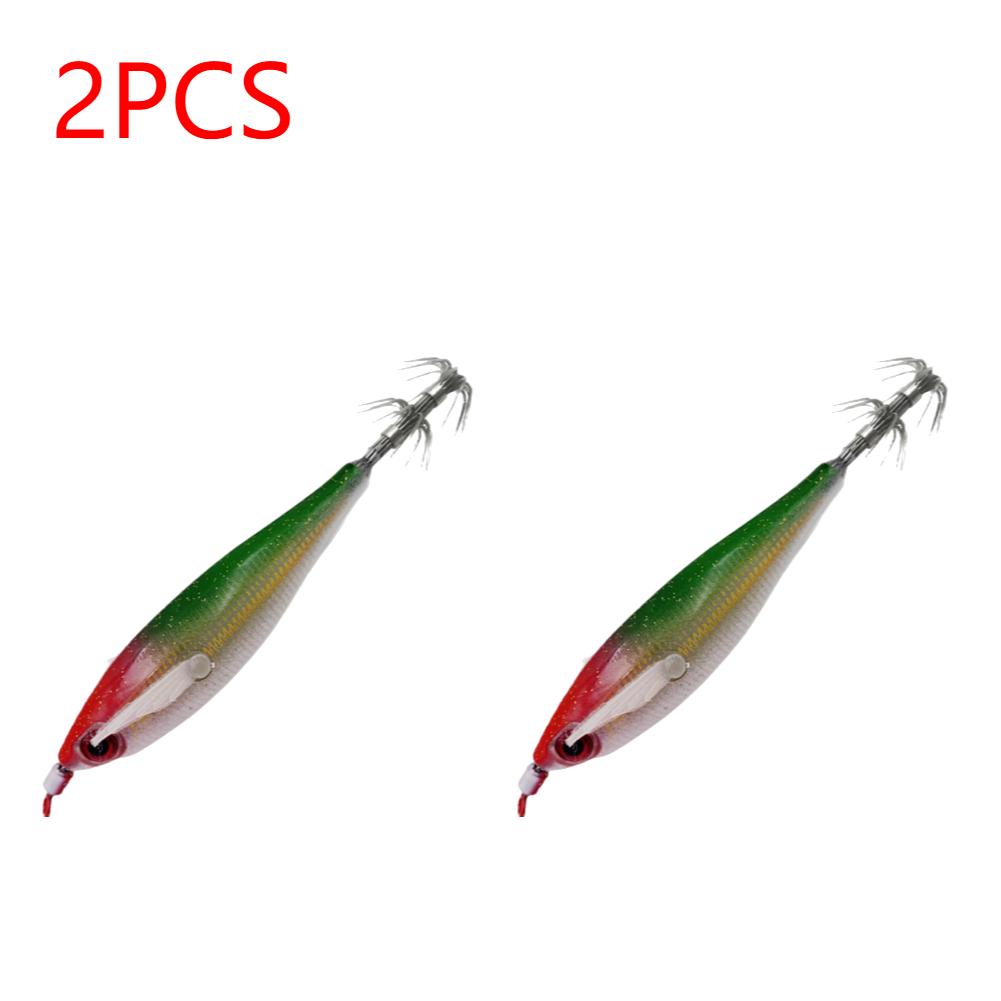 1-3PCS Glow Squid Jig Hook Saltwater Fishing Bait Artificial Egg Wood Shrimp Lures Sea Fishing Octopus Cuttlefish Squid Lure
