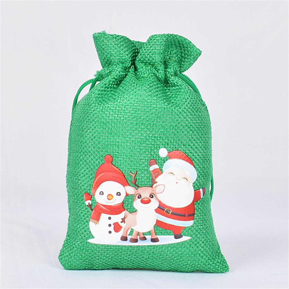 1 Stück Leinen Kordelzugbeutel Weihnachten Kinder Süßigkeiten Snack Verpackungsbeutel Jute Armband Schmuck Aufbewahrungsbeutel Weihnachtsdekoration