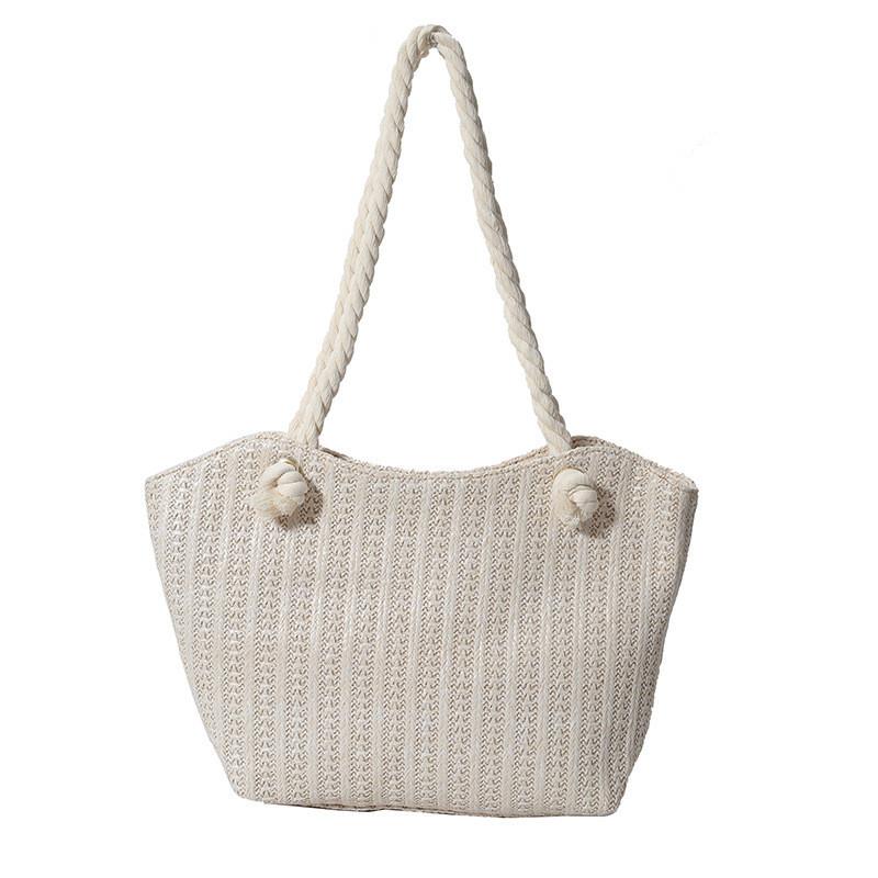 

Stylish Vintage Woven Tote Bag For Women Perfect For Outdoor Beach Vacations белый