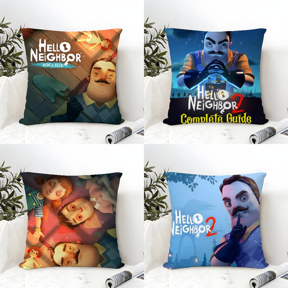 Lustiges Horrorspiel H-Hello Neighbor 2 Kissenbezug Leinen Kissenbezug Sofa Heimdeko Kissenhülle Kissenbezug