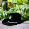 Sequined Star Glittering Top Hat Large Brim Fedoras Hat for Stage Performances