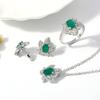 European and American Style Sapphire Zircon Three-piece Necklace Earrings Ring Set Fashion High-end Wedding Jewelry 2026