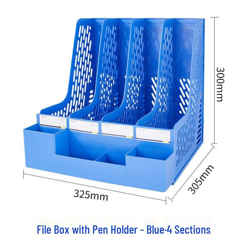 Four-Tier A4 Document Organizer with Pen Holder - Desktop File Holder Tray and Storage Rack