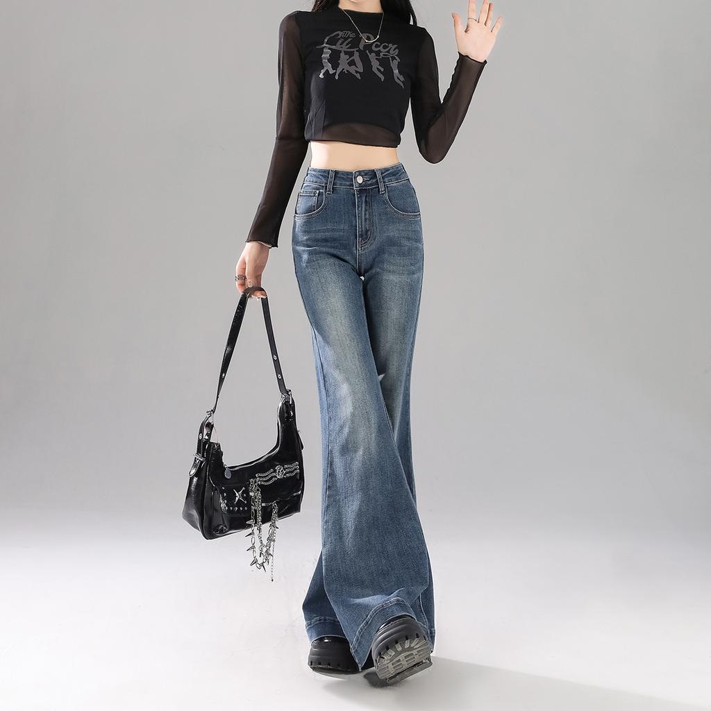 Jeans Retro Autunnali da Donna per Stile Autunnale da Donna, Snellenti Senza Gambe, Pantaloni a Ferro di Cavallo per l'Autunno da Donna