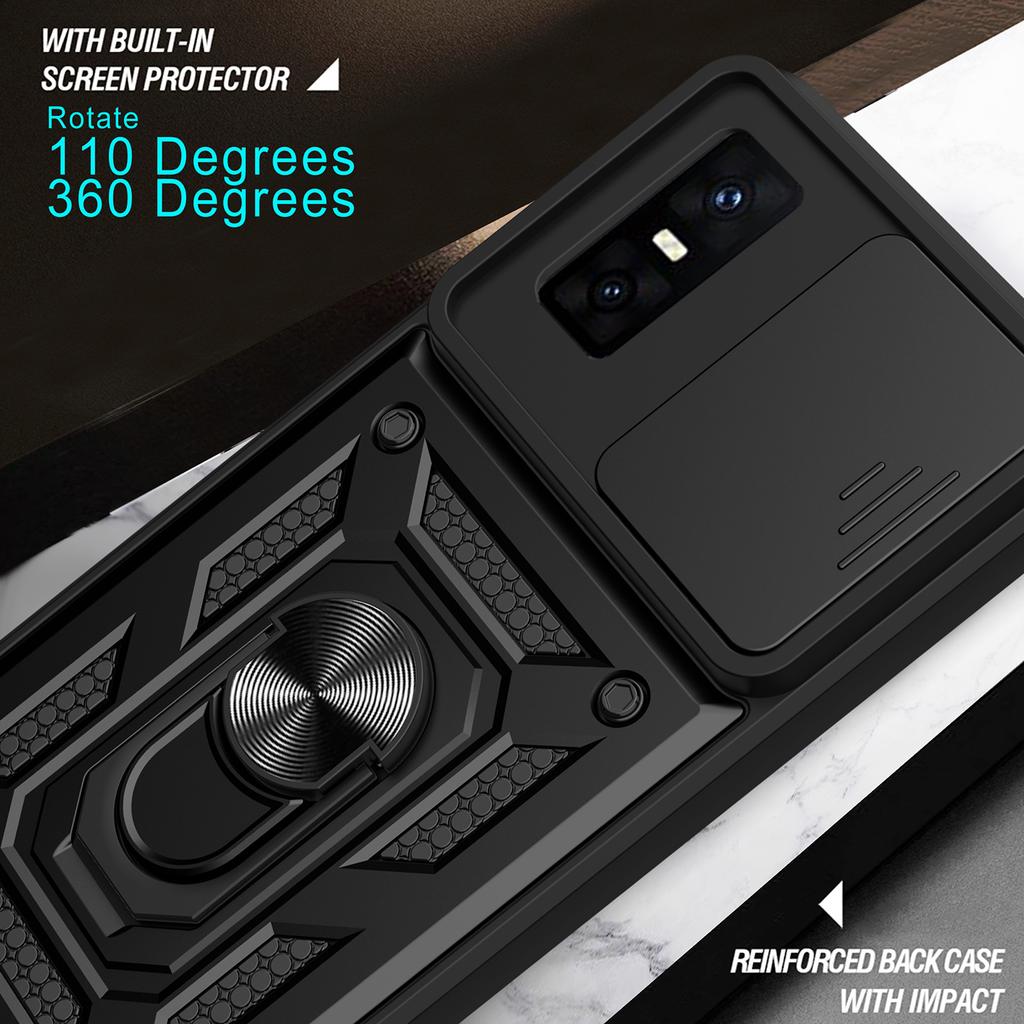 For Infinix GT 30 Pro 5G Case with Slide Camera Lid PC + TPU Kickstand Phone Cover