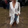 New Lace See-through Sun Protection Long Dress, Cardigan, Bikini Beach Cover-up