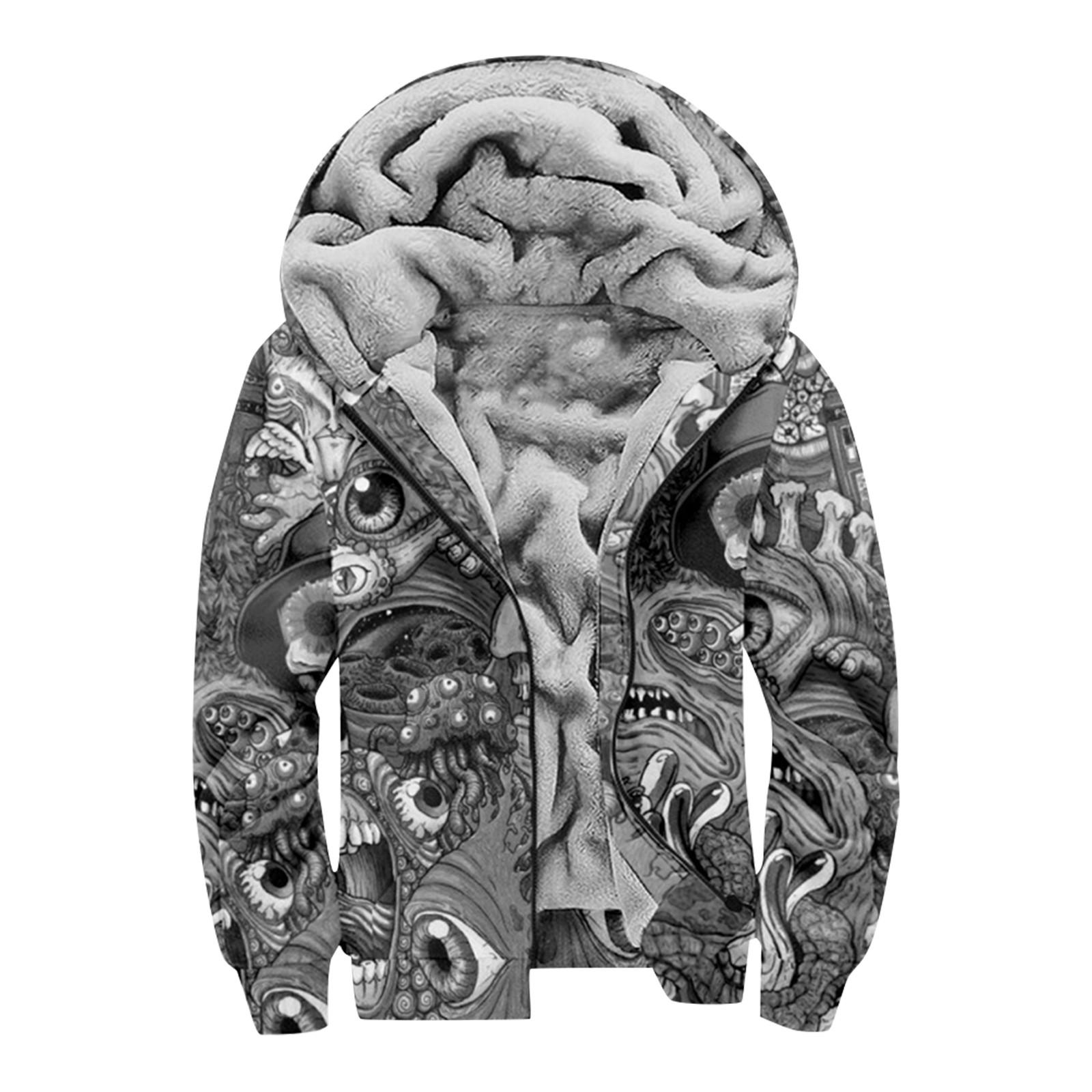 

Мужской индивидуальный повседневный свитер на молнии с длинным рукавом и принтом, толстый хлопковый костюм, зимний костюм L